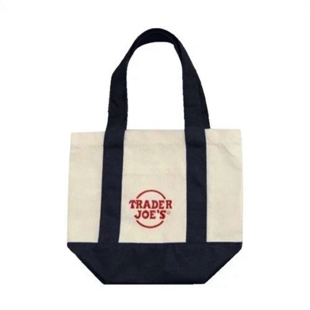Trader Joe's Cream and Black Canvas Tote - Classic Market Bag